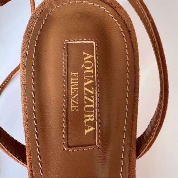 🔥 AQUAZZURA Brown Suede Wild Thing Ankle-Wrap Sandals Size 36.5 / 6.5 - Picture 6 of 16